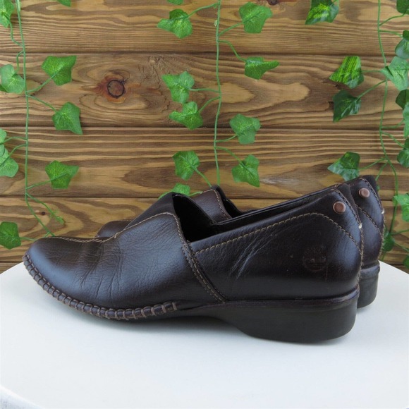 Timberland Size 7.5 Slip-On Brown Leather Medium (B, M) Comforia Slip On Women - Picture 9 of 11